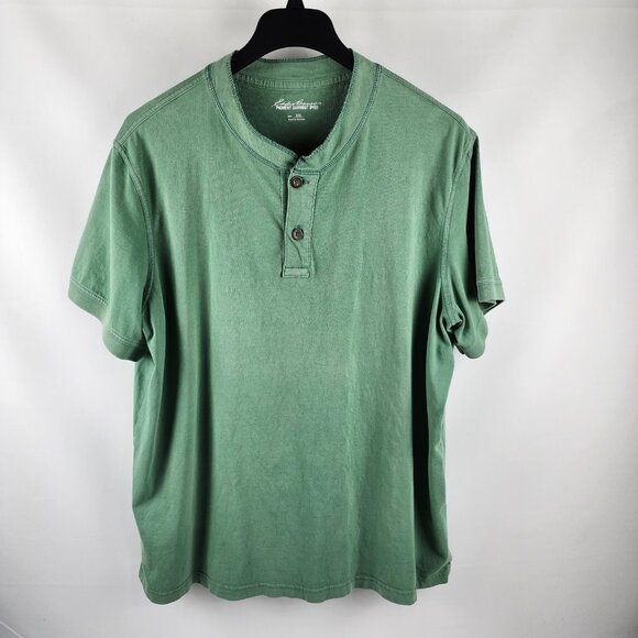 Eddie Bauer Shirt Mens XXL Green Pigment Garment Dyed Henley - Picture 1 of 5